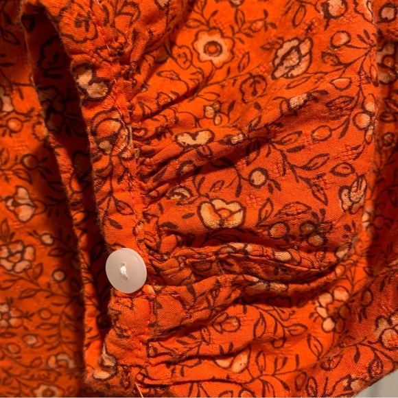 Universal Thread Burnt Orange Floral True Wrap Long Sleeved blouse top Medium - Picture 9 of 13